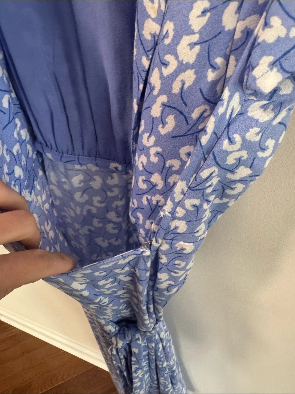 Free People Blue and White Floral Wrap Maxi Dress